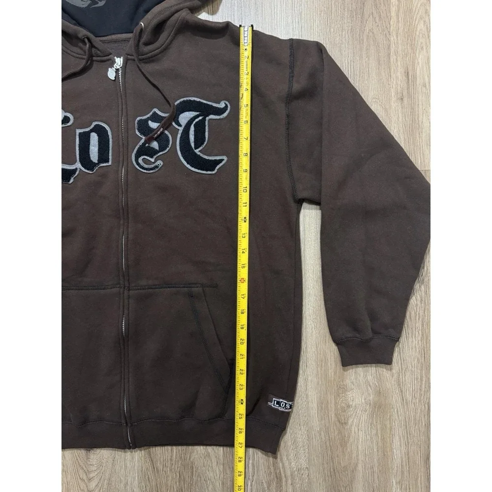 Y2K Lost Enterprises Surfboard Brown Zip Up Hoodie Size M - Picture 2 of 13
